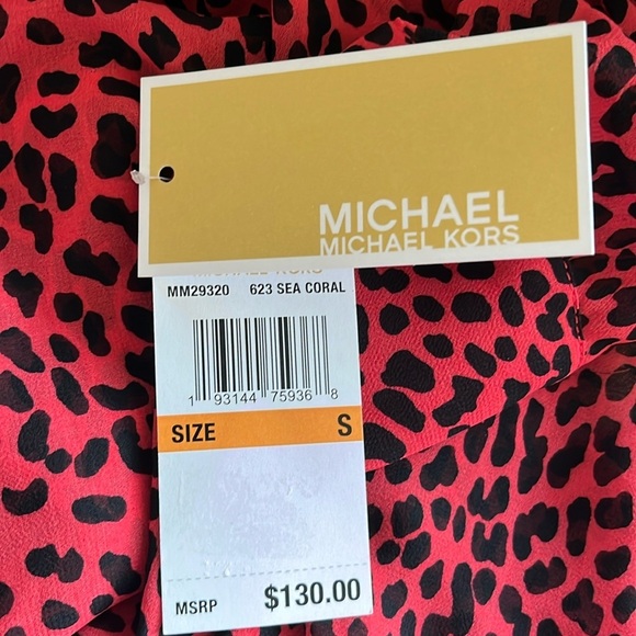 🆕 Michael Kors Women’s Animal Print Sheer Swimsuit Cover Up Sea Coral Sz Small - Picture 3 of 10